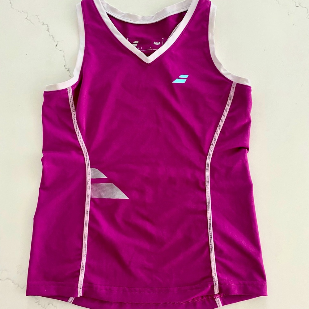 Babolat Pink/White Tennis Tank Top (8-10 YRS)